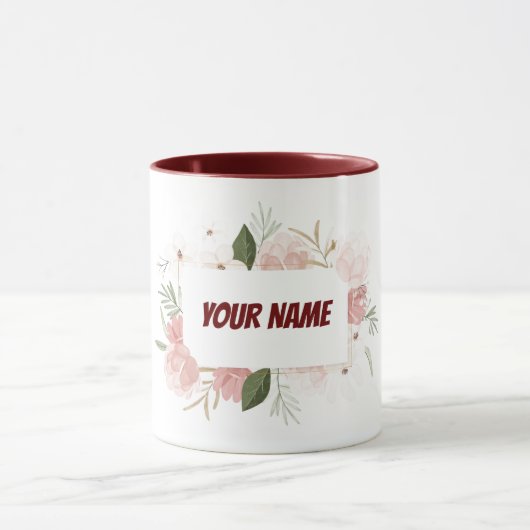 Maßgeschneiderter personalisierter Blumenrahmen Tasse (Zentrum)