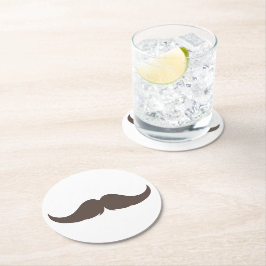 Maßgeschneiderter Petite Handlebar Mustache Runder Pappuntersetzer (Vor Ort)