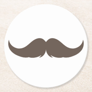 Maßgeschneiderter Petite Handlebar Mustache Runder Pappuntersetzer