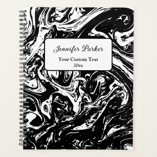 Maßgeschneiderter Planer im Schwarz-Weiß-Marmor-St (Vorderseite)