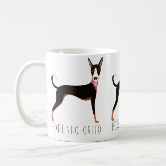 Maßgeschneiderter Podenco Orito Cartoon Dog Kaffeetasse (Links)