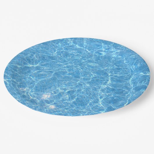 Maßgeschneiderter Pool Blue Water Blank Template Pappteller (Schrägansicht)