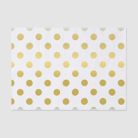 Maßgeschneiderter Print White and Gold Polka Dot Seidenpapier (Vorderseite)