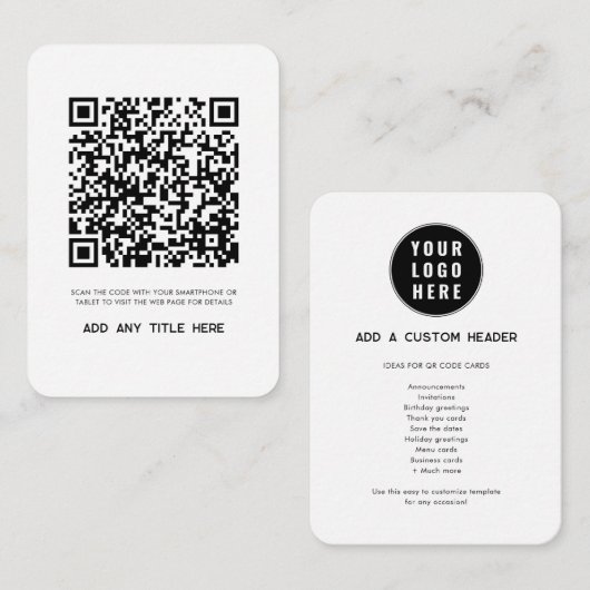 Maßgeschneiderter QR-Code für Unternehmen Mitteilungskarte (Vorne/Hinten)