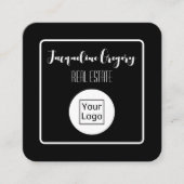 Maßgeschneiderter QR-Code Modernes Logo Schwarze U Quadratische Visitenkarte (Vorderseite)