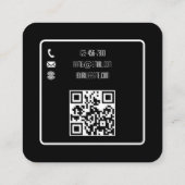 Maßgeschneiderter QR-Code Modernes Logo Schwarze U Quadratische Visitenkarte (Rückseite)