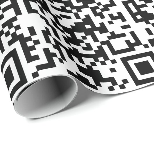 Maßgeschneiderter QR-Code Schwarz/Weiß Abstrakt Ge Geschenkpapier (Rolleneckpunkt)