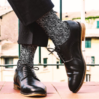 Maßgeschneiderter QR-Code Schwarz/Weiß Abstrakt Ge Socken