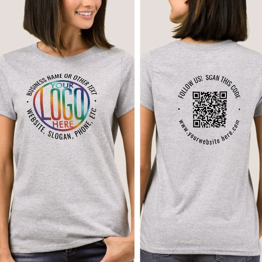 Maßgeschneiderter QR-Code und Logo auf der Vorders T-Shirt
