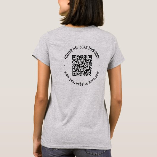 Maßgeschneiderter QR-Code und Logo auf der Vorders T-Shirt (Rückseite)