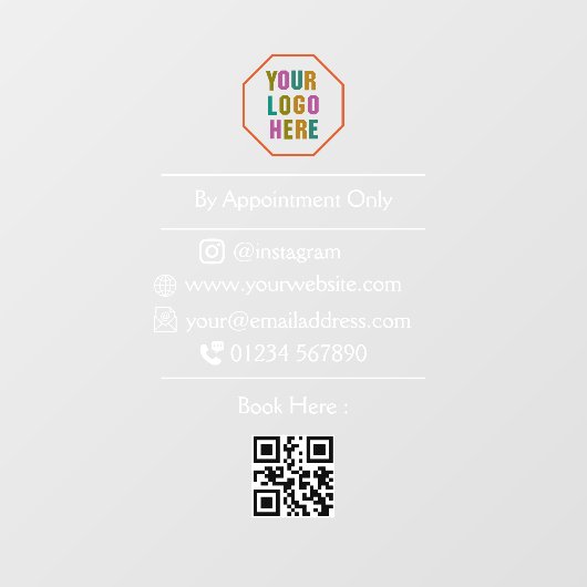 Maßgeschneiderter QR-Code Vinyl / durch Ernennung Fensteraufkleber (Blatt)