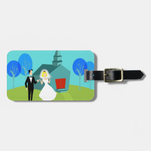 Maßgeschneiderter Retro-Hochzeitstag Gepäckanhänger