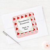 Maßgeschneiderter Retro Strawberry Muster Canning Quadratischer Aufkleber (Umschlag)