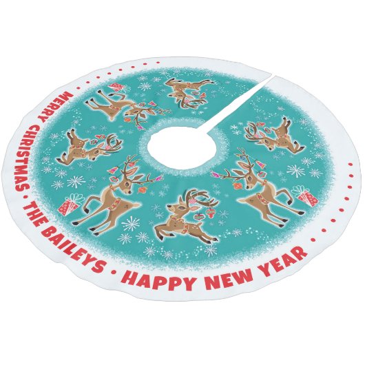 Maßgeschneiderter Retroreierer Polyester Weihnachtsbaumdecke (Schrägansicht)