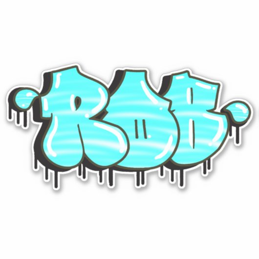 Maßgeschneiderter "Rob" Graffiti Vinyl Sticker (Vorderseite)