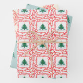 Maßgeschneiderter Rot-Weiß-Frohe Weihnachtsbaum Geschenkpapier Set (Beispiel)