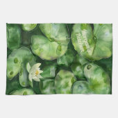 Maßgeschneiderter ruhiger Wasserfarbteich | Lotus Geschirrtuch (Horizontal)