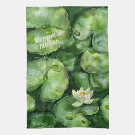 Maßgeschneiderter ruhiger Wasserfarbteich | Lotus  Geschirrtuch