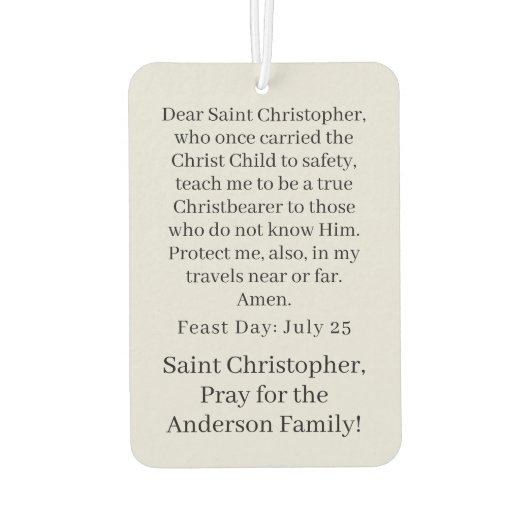 Maßgeschneiderter Saint Christopher Air Freshener Autolufterfrischer (Rückseite)
