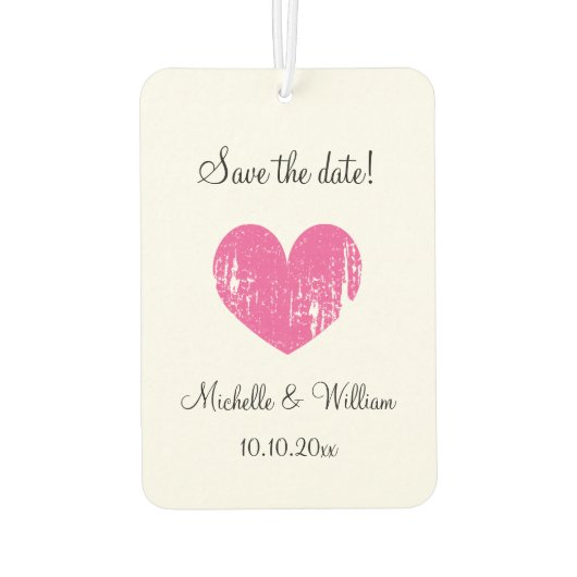Maßgeschneiderter Save the Date Hochzeitsautokühle Autolufterfrischer (Rückseite)