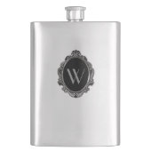 Maßgeschneiderter Schwarz-Dekorfarben-Monogramm-Fl Flachmann (Vorderseite)