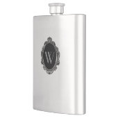 Maßgeschneiderter Schwarz-Dekorfarben-Monogramm-Fl Flachmann (Links)