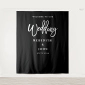 Maßgeschneiderter Schwarz-Weiß-Hochzeitshintergrun Wandteppich (Vorderseite)