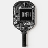 Maßgeschneiderter Schwarz-Weiß-PCB Mikrochip Geeky Pickleball Schläger (Vorderseite)