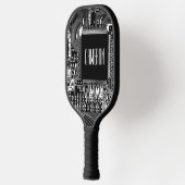 Maßgeschneiderter Schwarz-Weiß-PCB Mikrochip Geeky Pickleball Schläger (Links)