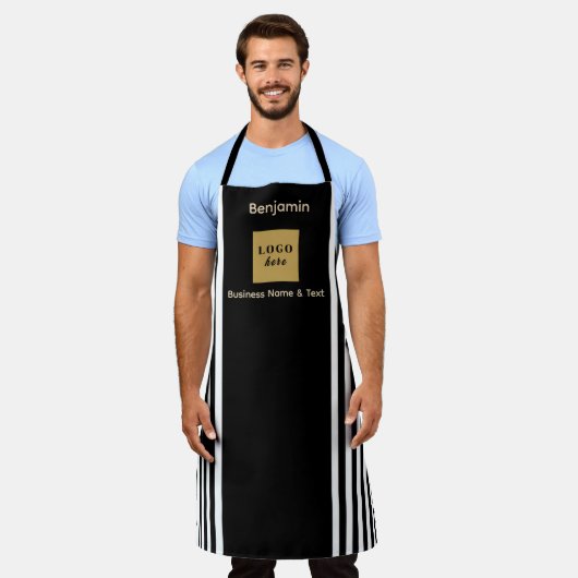 Maßgeschneiderter Schwarz-Weiß-Streifen Schürze (Getragen)