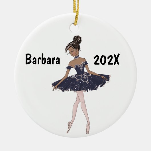 Maßgeschneiderter Schwarzer Ballerina-Tree Keramik Ornament (Vorne)