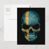 Maßgeschneiderter Schwedischer Flag-Schädel Postkarte (Vorne/Hinten)