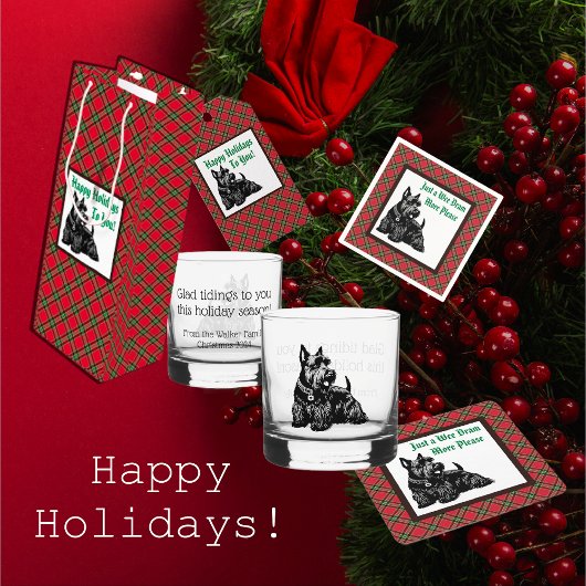 Maßgeschneiderter Scotty Hund und Tartan Birdie Ju Flachmann