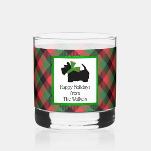 Maßgeschneiderter Scotty Hund und Tartan Frohe Wei Whiskyglas