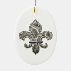 Maßgeschneiderter Silber Fleur de Lys Ornament