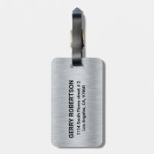 Maßgeschneiderter Silver Graue Metallic Textur Gepäckanhänger (Rückseite vertikal)