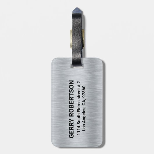 Maßgeschneiderter Silver Graue Metallic Textur Gepäckanhänger (Rückseite vertikal)