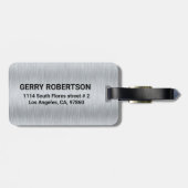 Maßgeschneiderter Silver Graue Metallic Textur Gepäckanhänger (Rückseite horizontal)