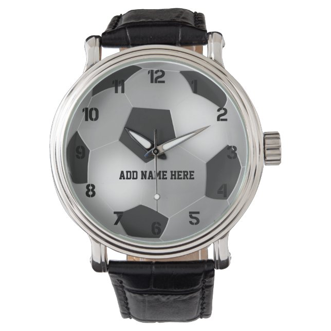 Maßgeschneiderter Silver Soccer Ball Armbanduhr (Vorderseite)