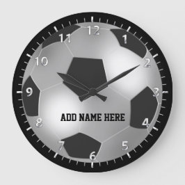 Maßgeschneiderter Silver Soccer Ball Große Wanduhr