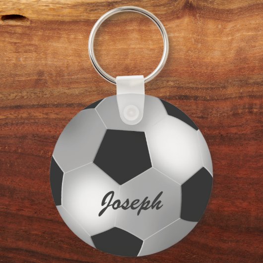 Maßgeschneiderter Silver Soccer Ball Schlüsselanhänger (Rückseite)