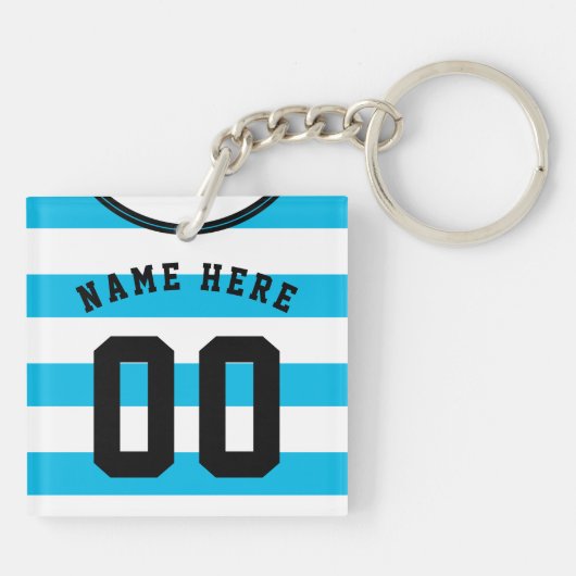Maßgeschneiderter Soccer Jersey Keyring, Blaue Str Schlüsselanhänger (Rückseite)
