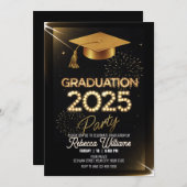 Maßgeschneiderter Sparkling Gold Dinner Abschluss Einladung (Vorne/Hinten)