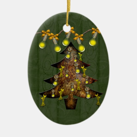 Maßgeschneiderter Stahlbaum Keramik Ornament (Vorne)