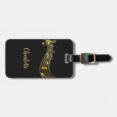 Maßgeschneiderter Tag für Gold & Black Musiknoten Gepäckanhänger (Vorderseite horizontal)