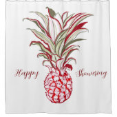 Maßgeschneiderter Text Große Ananas Rosa Niedlich Duschvorhang (Vorderseite)