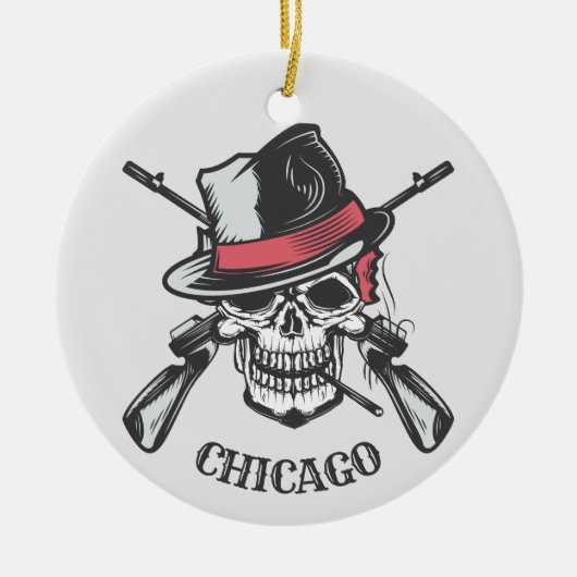 Maßgeschneiderter Text Skull & Guns-Ornament Keramik Ornament (Vorne)