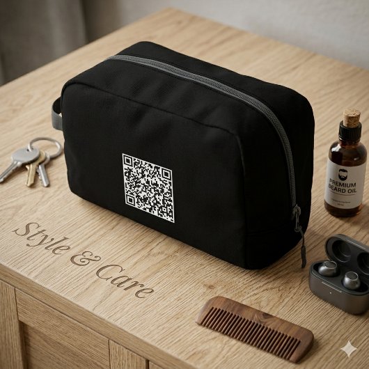 Maßgeschneiderter Toilettenbeutel mit QR-Code Waschbeutel
