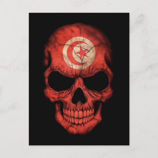 Maßgeschneiderter tunesischer Flag-Schädel Postkarte (Vorderseite)