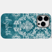 Maßgeschneiderter türkisfarbener Damaskus-Muster Case-Mate iPhone Hülle (Rückseite (Horizontal))